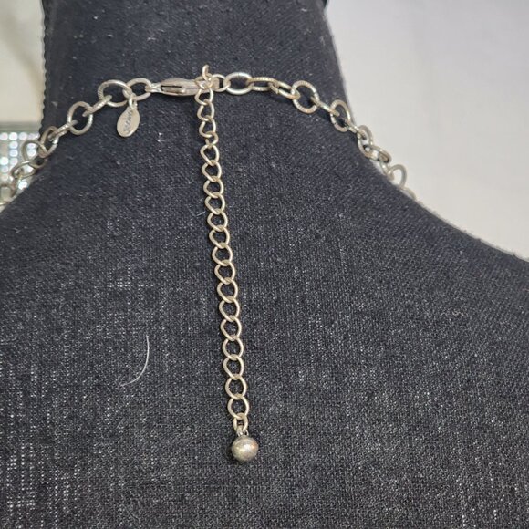 Chico's Vintage Chunky Lime and Silver Tone Beaded 39" Necklace with 5" Extender - Picture 10 of 16